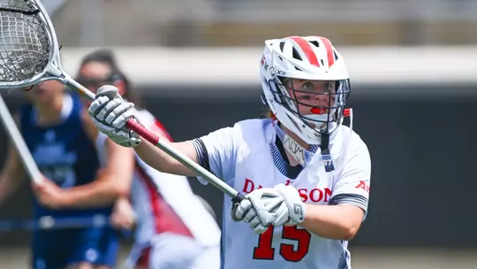 Davidson takes on George Washington in A-10 women's lacrosse action at the Davidson College Stadium on Saturday, April 19, 2025 in Davidson, North Carolina. Credit - Tim Cowie/DavidsonPhotos.com