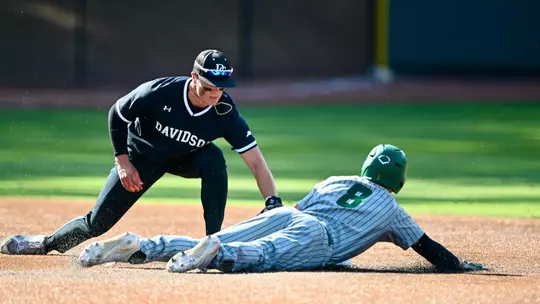 Davidson takes on George Mason in A-10 baseball action at Wilson Field on Friday, May 09, 2025 in Davidson, North Carolina. Credit - Tim Cowie/DavidsonPhotos.com
