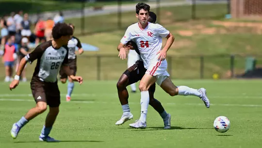 Davidson takes on St. Bonaventure in A-10 men's soccer action at Alumni Soccer Stadium on Saturday, September 20, 2025 in Davidson, North Carolina. Credit - Tim Cowie/DavidsonPhotos.com @tjcowie