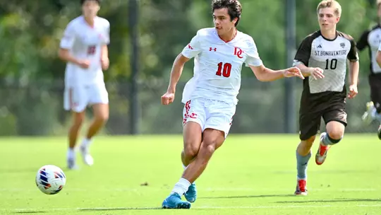 Davidson takes on St. Bonaventure in A-10 men's soccer action at Alumni Soccer Stadium on Saturday, September 20, 2025 in Davidson, North Carolina. Credit - Tim Cowie/DavidsonPhotos.com @tjcowie