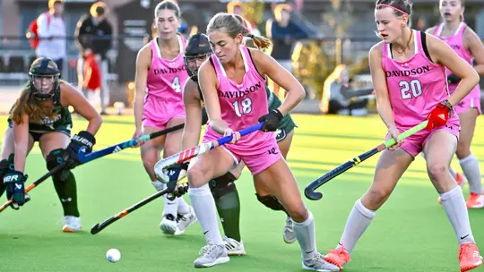 Davidson takes on Mercyhurst in non-conference field hockey action at the Carol Grotnes Belk Turf Field on Friday, October 23, 2026 in Davidson, North Carolina. Credit - Tim Cowie/DavidsonPhotos.com