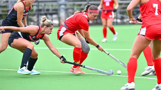Davidson takes on Ball State in non-conference field hockey action at the Carol Grotnes Belk Turf Field on Sunday, October 04, 2026 in Davidson, North Carolina. Credit - Tim Cowie/DavidsonPhotos.com