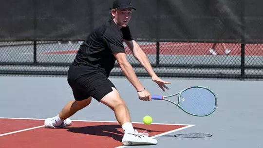 Davidson takes on Saint Louis in A-10 men's tennis action at the Davidson Tennis Courts on Sunday, March 22, 2026 in Davidson, North Carolina. Credit - Tim Cowie/DavidsonPhotos.com