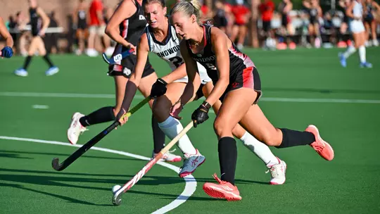 Davidson takes on Longwood in non-conference field hockey action at the Carol Grotnes Belk Turf Field on Friday, September 11, 2026 in Davidson, North Carolina. Credit - Tim Cowie/DavidsonPhotos.com
