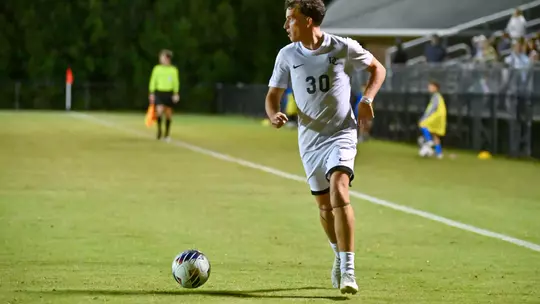 Davidson takes on St. Bonaventure in A-10 men's soccer action at Alumni Stadium on Saturday, September 26, 2026 in Davidson, North Carolina. Credit - Tim Cowie/DavidsonPhotos.com