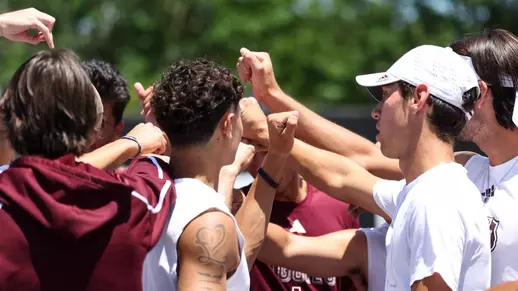 COLLEGE STATION, TX - May 03, 2025 - Texas A&M Aggie Men's Tennis Team during the game between the Rice Owls and the Texas A&M Aggies at Mitchell Tennis Center in College Station, TX. Photo By Julianne Shivers/Texas A&M Athletics