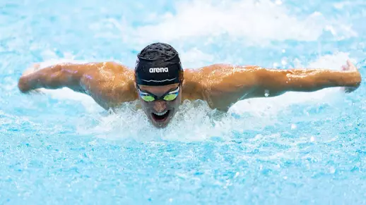 COLLEGE STATION, TX - October 19, 2024 - During the Texas A&M Swim & Dive meet between the Texas A&M Aggies, TCU Horned Frogs, and BYU Cougars at the Rec Center Natatorium in College Station, TX. Photo By Wesley Bowers/Texas A&M Athletics