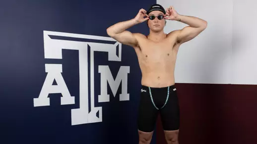 COLLEGE STATION, TX - September 04, 2025 - Chase Swearingen of the Texas A&M Aggies during Texas A&M Aggies Swimming & Diving photo day in College Station, TX. Photo By Evan Pilat/Texas A&M Athletics