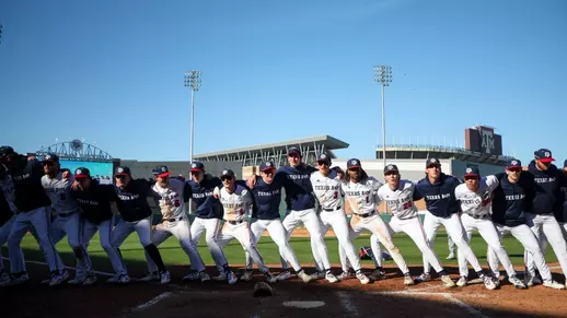 COLLEGE STATION, TX - February 22, 2026 - The Texas A&M Aggies Baseball Team during the game between the Penn Quakers and the Texas A&M Aggies at Blue Bell Park in College Station, TX. Photo By Wesley Bowers/Texas A&M Athletics