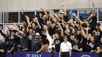 COLLEGE STATION, TX - February 21, 2026 - Texas A&M Aggie Swimming and Diving Team during the game between the Texas A&M Aggies and the Texas A&M Aggies at Rec Center Natatorium in College Station, TX. Photo By Bailee Wagner