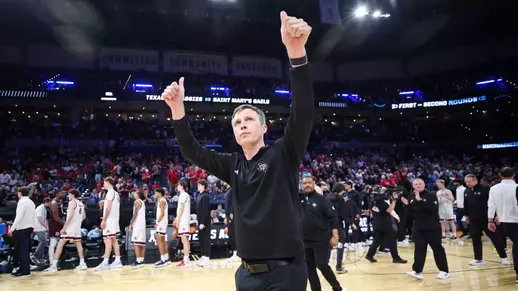 OKLAHOMA CITY, OK - March 19, 2026 - Head Coach Bucky McMillan of the Texas A&M Aggies during the game between the Saint Mary's College of California Gaels and the Texas A&M Aggies at Paycom Center in Oklahoma City, OK. Photo By Ethan Mito/Texas A&M Athletics