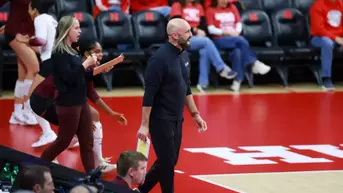 Lincoln, Nebraska - December 12, 2025 - Head Coach Jamie Morrison of the Texas A&M Aggies during the game between the Louisville Cardinals and the Texas A&M Aggies at Bob Devaney Sports Center in Lincoln, Nebraska. Photo By Evan Pilat