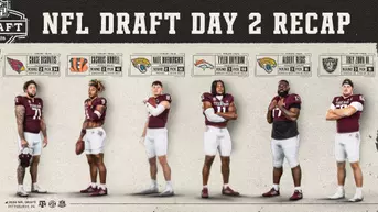 Texas A&M offensive lineman Chase Bisontis, defensive end Cashius Howell, tight end Nate Boerkircher, defensive tackle Tyler Onyedim, defensive tackle Albert Regis and offensive lineman Trey Zuhn III were all selected on Day 2 of the 2026 NFL Draft on Friday night.