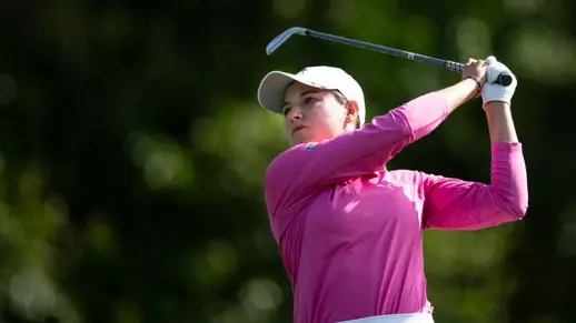 Vanessa Borovilos of Canada plays her stroke from the No. 4 tee during the final round of the Augusta National Women's Amateur at Augusta National Golf Club, Saturday, April 04, 2026.