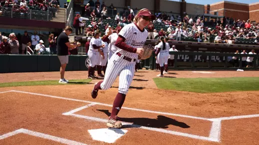 COLLEGE STATION, TX - April 19, 2026 - Frankie Vrazel #8 of the Texas A&M Aggies during the game between the Mississippi St. Bulldogs and the Texas A&M Aggies at Davis Diamond in College Station, TX. Photo By Evan Pilat/Texas A&M Athletics