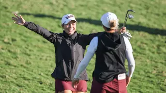 WACO, TX - October 28, 2025 - Brynn Kort of the Texas A&M Aggies and Louise Reau of the Texas A&M Aggies during the Bear Brawl Invitational at Ridgewood Country Club in Waco, TX. Photo By Micah Richter