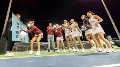 2026 WCC Tennis Championships Washington State Celebrating vs. Santa Clara