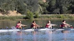 GOLD RIVER, CALIFORNIA - MAY 15: Washington State University Cougars wins Heat 2 I Women's Fours during the 2026 West Coast Conference Women's Rowing Championships at the Sacramento State Aquatic Center on Lake Natoma on May 15, 2026 in Gold River, California. (Photo by Al Chang)