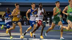Evans Kurui runs with the lead pack at the start of the men's 10,000-meter run at the NCAA West First Roudns