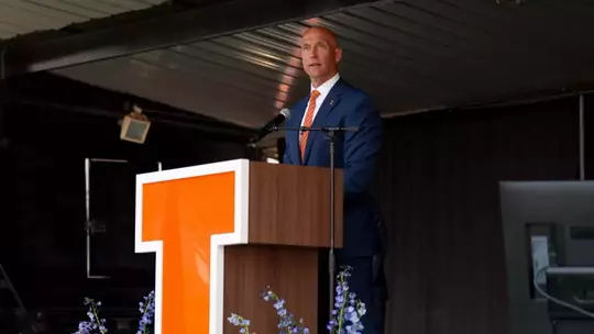 CHAMPAIGN, IL - September 12, 2025 - Athletic Director Josh Whitman during the Gies Memorial Stadium Dedication at Gies Memorial Stadium in Champaign, IL. Photo By Ashley Ray/Fighting Illini