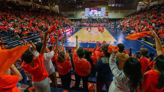 CHAMPAIGN, IL - October 24, 2025 - Fighting Illini Fans during the match between the Purdue Boilermakers and the Illinois Fighting Illini at Huff Hall in Champaign, IL. Photo By Dwayne Banks Jr/Illinois Athletics