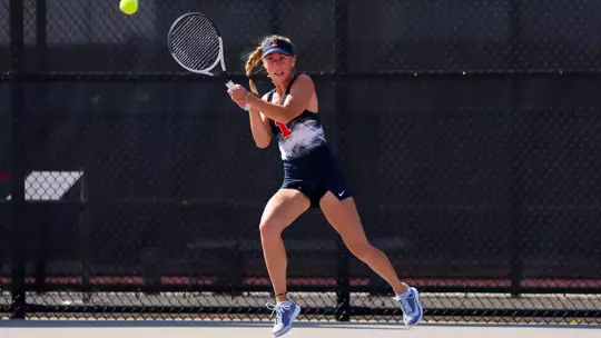 COLUMBUS, OHIO - APRIL 24: Kimiko Cooper during the quarterfinals of the 2026 Big Ten Women's Tennis Championships at the Ty Tucker Tennis Center on April 24, 2026 in Columbus, Ohio. (Photo by Kirk Irwin Big Ten/University Images via Getty Images)