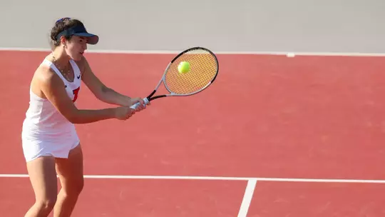 COLUMBUS, OHIO - APRIL 23: Tess Bucher during the Big Ten Tournament Match vs. the Nebraska Cornhuskers in Columbus, Ohio. (Photo by Kirk Irwin Big Ten/University Images via Getty Images)