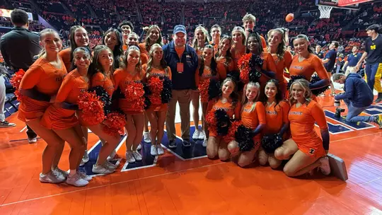 David Mizer with 2026 cheer squad