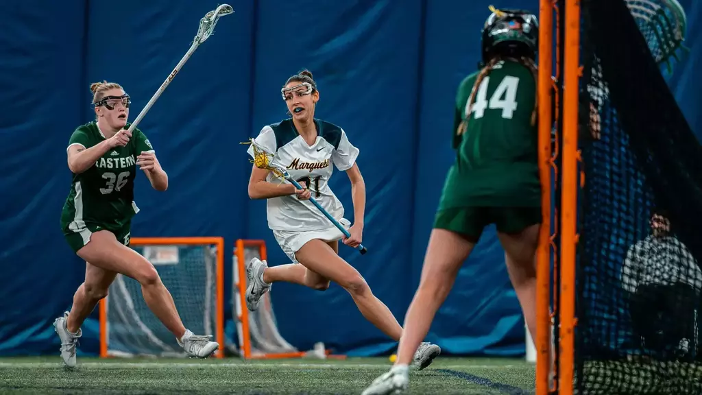 Marquette Women's Lacrosse defeats Eastern Michigan 20-9 at Valley Fields in Milwaukee, WI on February 6th, 2026.