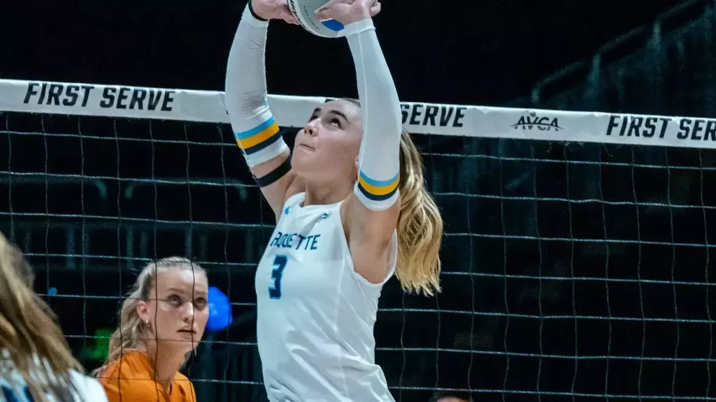 Marquette Women's Volleyball falls to #2 Texas 3-2 on August 24th, 2026 at Fiserv Forum in Milwaukee, WI.