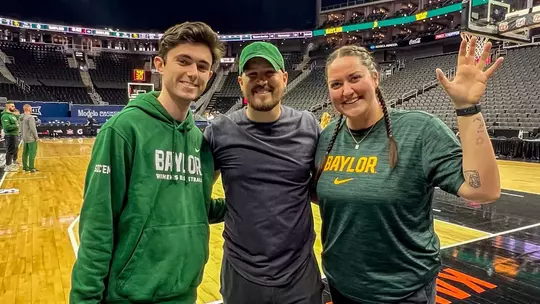 Sam Beckmeier, Josh Fralick and Shelby Hild at the WBB Big 12 Tournament