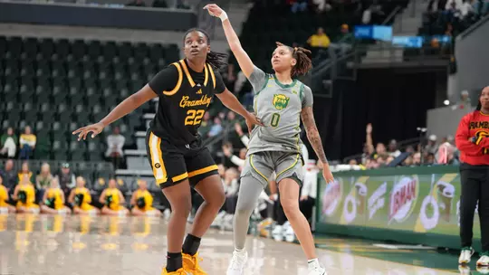 Taliah Scott shoots over Grambling State