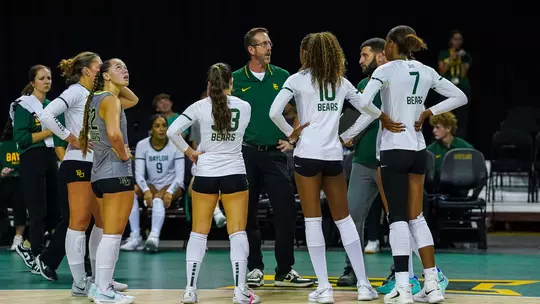 Baylor Huddles during a CHallenge against UTEP in 2026