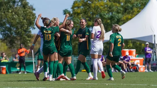 Theresa McCullough celebrates game winner against K-State at Betty Lou Mays Field