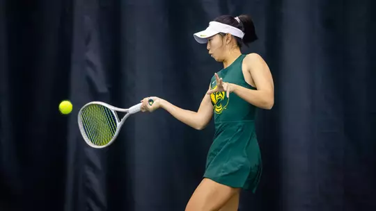 Mu-Jie Tzeng hitting at the Hawkins Indoor Tennis Center