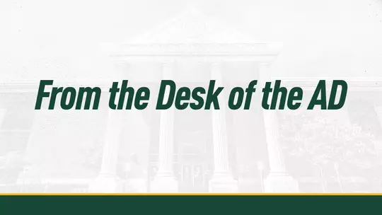 Graphic with text saying From the Desk of the AD
