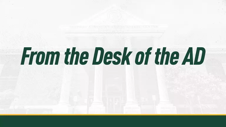 Graphic with text saying From the Desk of the AD