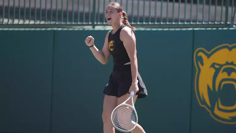 Alian Zack celebrating in doubles versus KU