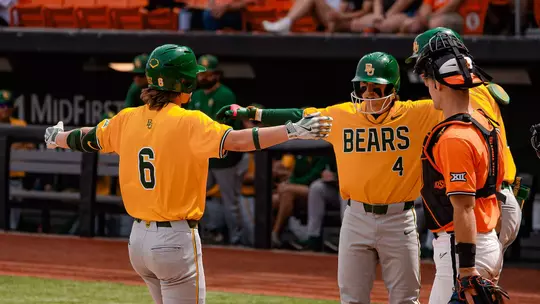 Travis Sanders and teammates celebrate after he hit a home run at OSU 2026