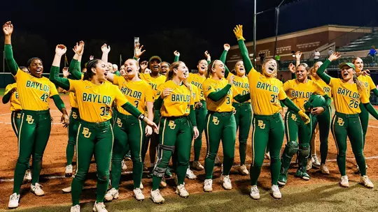 Baylor Softball Celebrates Run Rule Walk-off Win