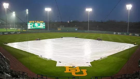 Baylor Ballpark tarp during rain delay