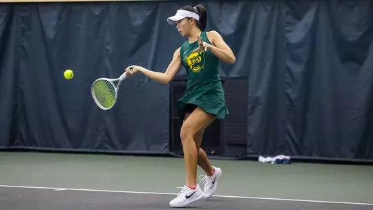 Mu-Jie Tzeng forehand in Hawkins Indoor Tennis Center