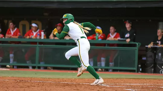 Leah Cran legs out a hit against Utah