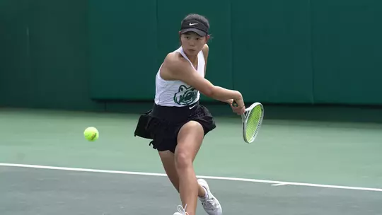 MJ in singles versus BYU at Hurd Tennis Center