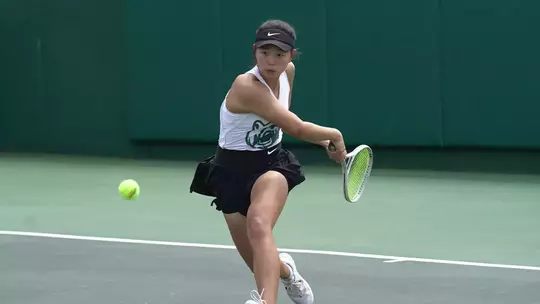 MJ in singles versus BYU at Hurd Tennis Center