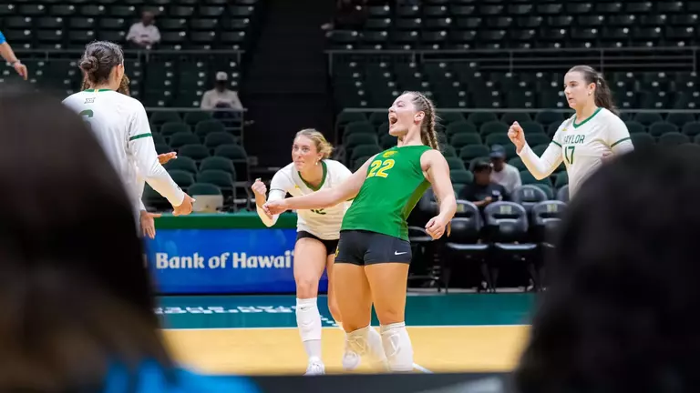 Morgan Madison celebrates point vs. Georgia Southern