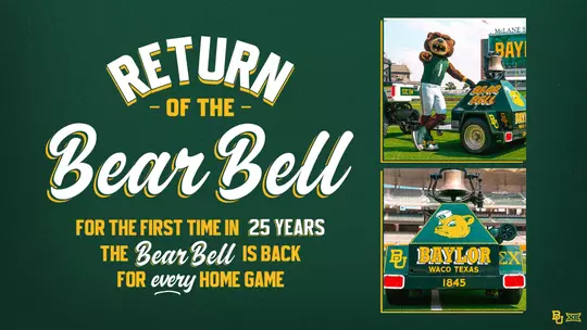 Photos of Bear Bell with words "The Return of Bear Bell" and "for the first time in 25 years the Bear Bell is back for every home game"