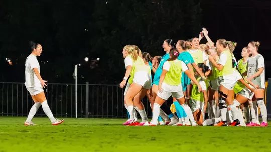 Noelle Sather goal celebration against Oklahoma State