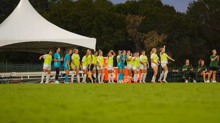 Bench celebration in Soccer's match against Oklahoma State