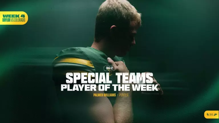 Palmer Williams Big 12 Special Teams Player of the Week 2026 graphic header